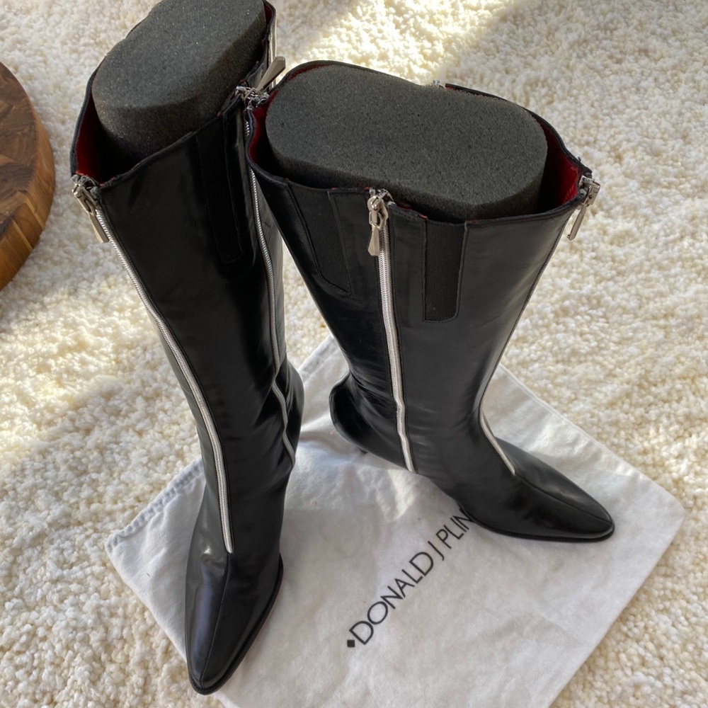 Donald J Pluner Black Leather Boots